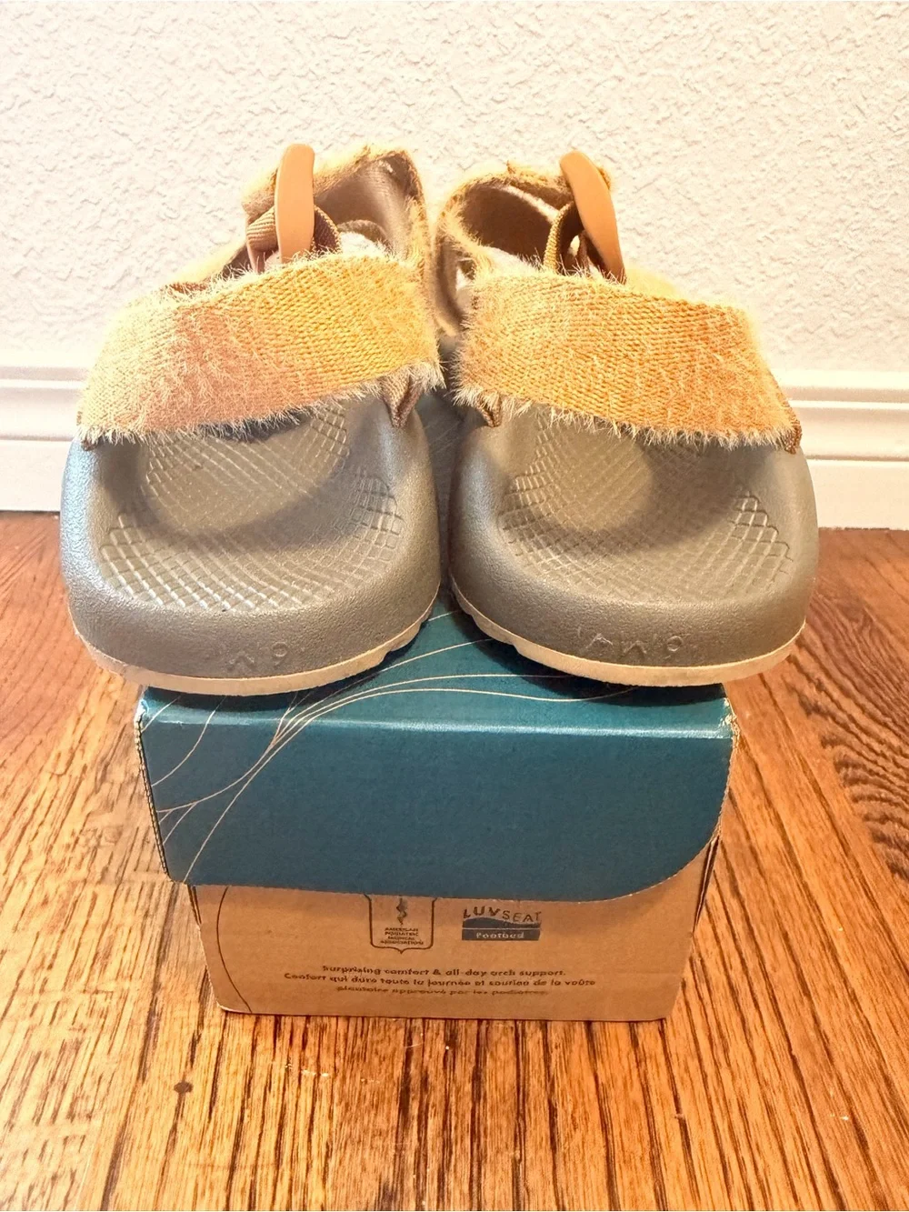 Chaco Women’s Mega Z Wide Strap Fuzzy Golden Brown Sandals